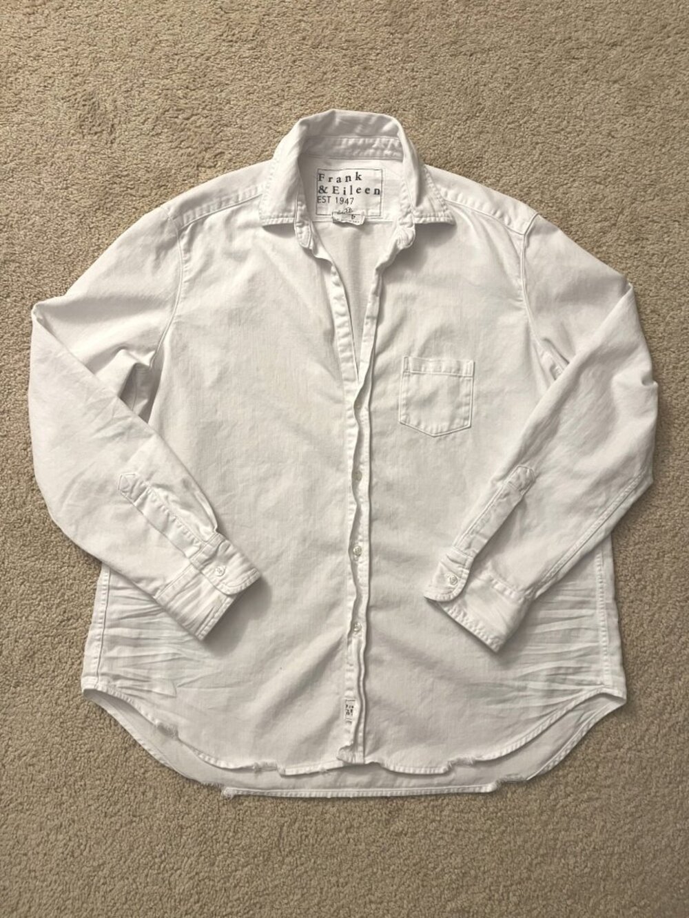 Frank & Eileen "Eileen" Solid White Casual Button Down Shirt Cotton MEDIUM - Picture 3 of 7